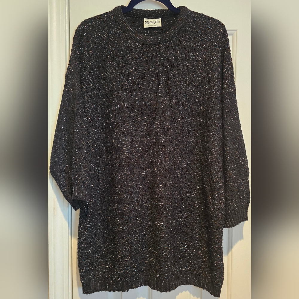 Sparkly Vintage Women's Helen Sue Knit Sweater 3/4 Sleeves Oversized M/L/XL